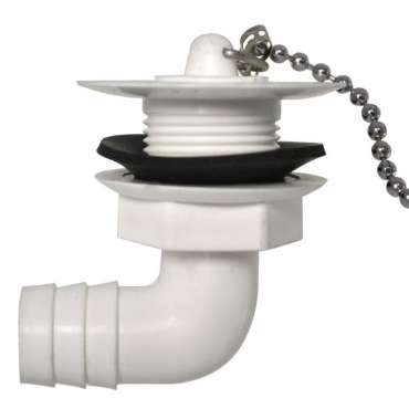 Bonde avec bouchon et chainette coudée tuyau 19 mm perçage 25 mm