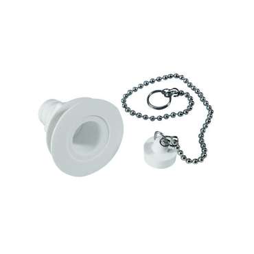 Bonde avec bouchon et chainette droite tuyau 19 mm perçage 25 mm