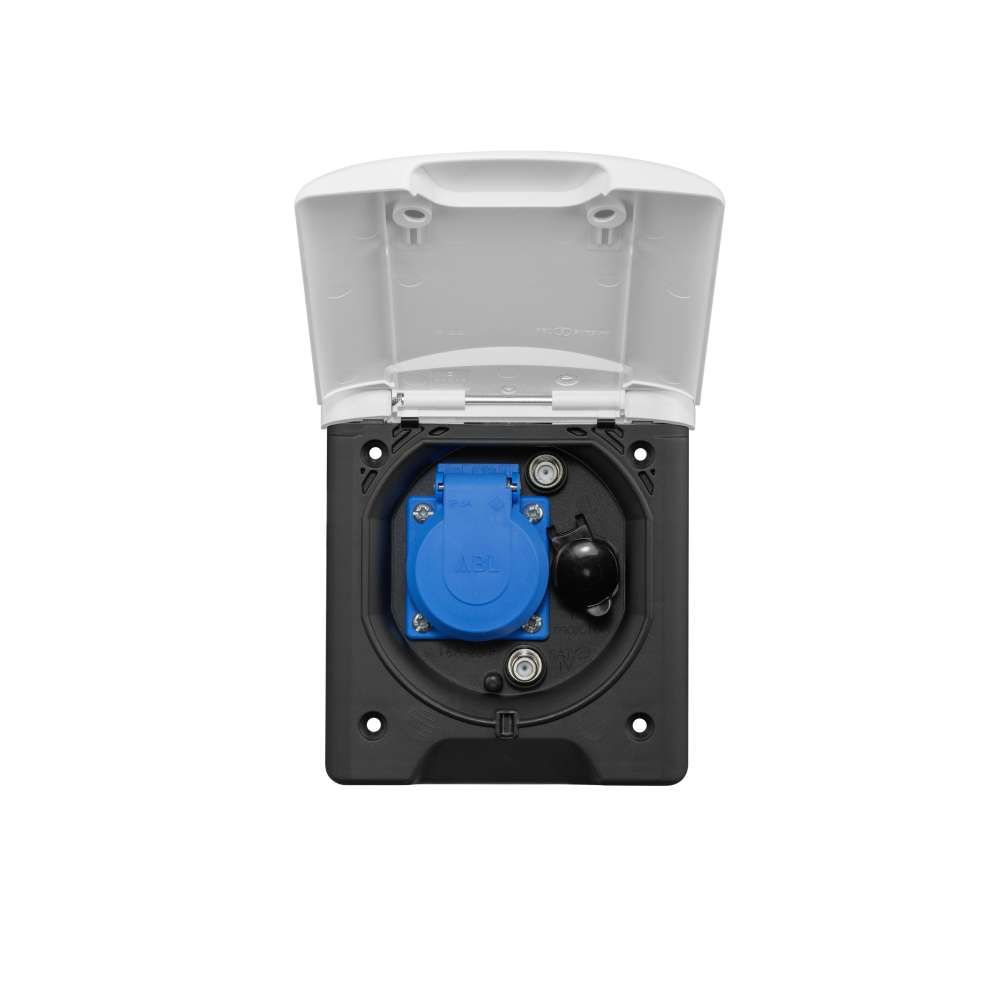 Boîtier extérieur 230V femelle Shucho 16A + 12V + 2 SAT