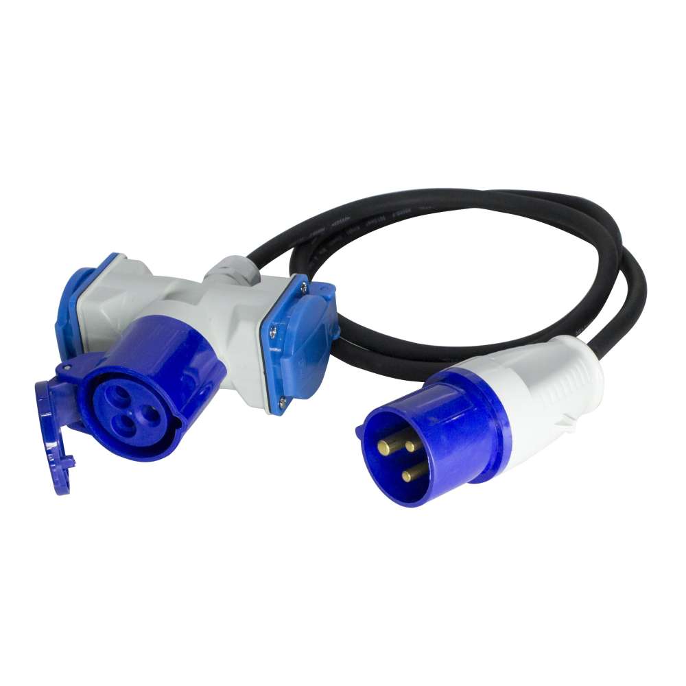 Prolongateur 1,20m prises triple M CEE / F CEE+2 F schuko H07RN-F 3G1.5MM²