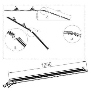 Rampe pour rail à vélo avec une longueur de 1250 mm