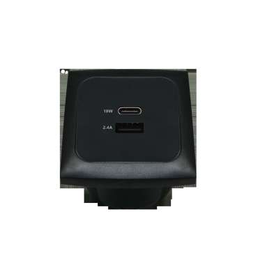 Prise double USB A+C murale noire