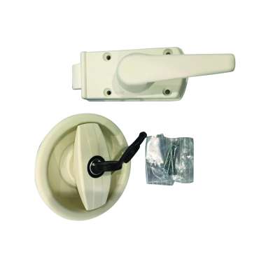 Serrure ronde Europa à poignée avec clés et barillet - Ivoire/Blanc crème - Gauche
