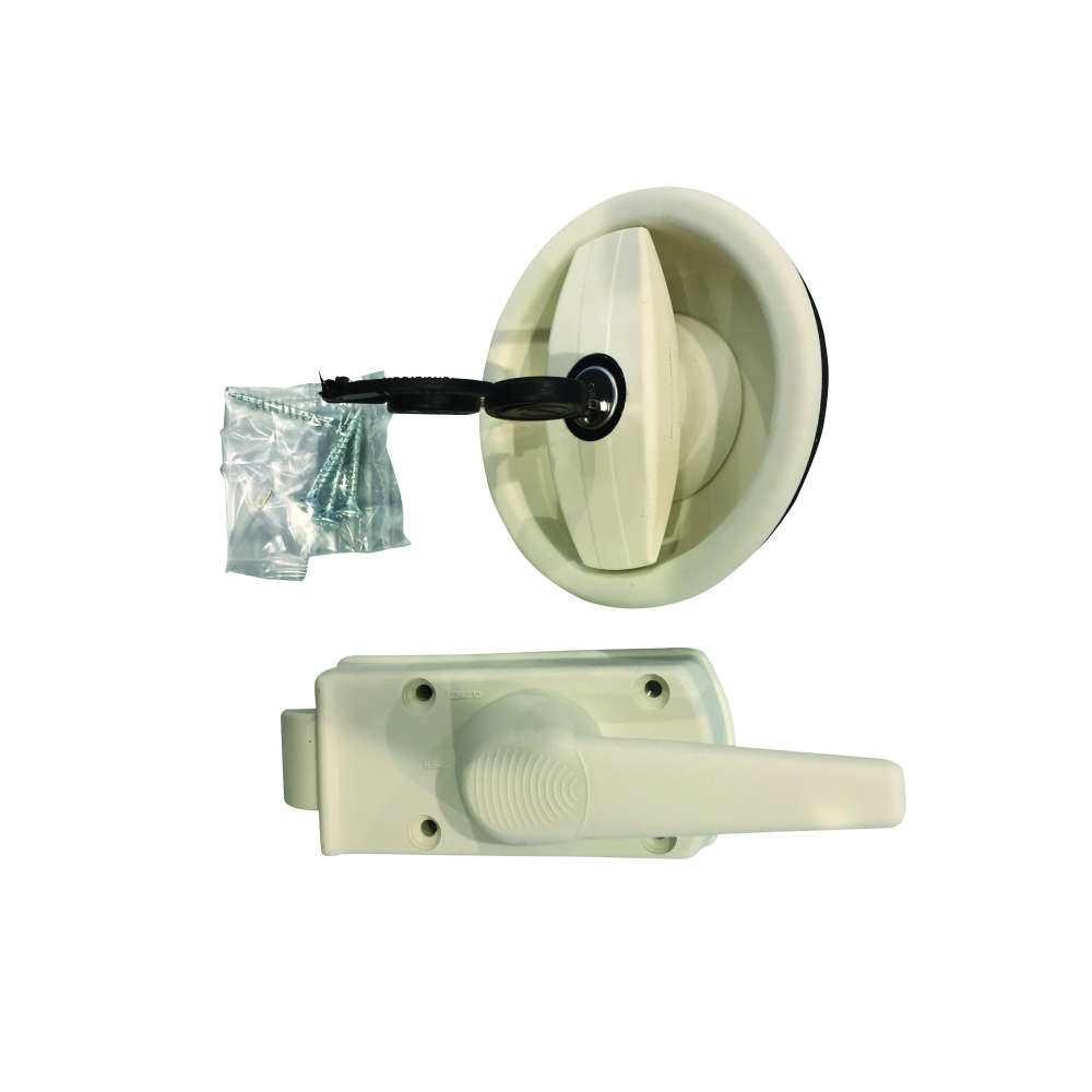 Serrure ronde Europa à poignée avec clés et barillet - Blanc crème/Blanc crème