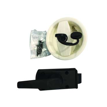 Serrure ronde Europa à poignée avec clés et barillet - Blanc pur/Noir