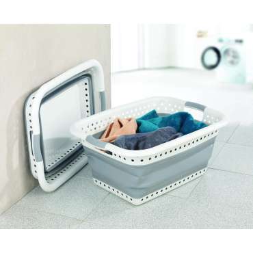 Panière à linge rétractable grise