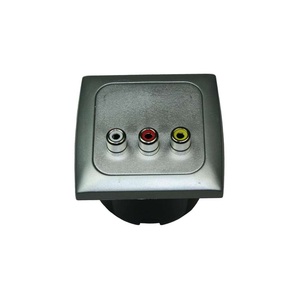 Prise audio/vidéo + entourage + cabochon - Argenté