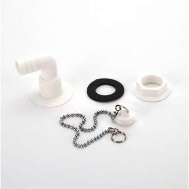 Bonde avec bouchon et chainette coudée tuyau 19 mm perçage 25 mm