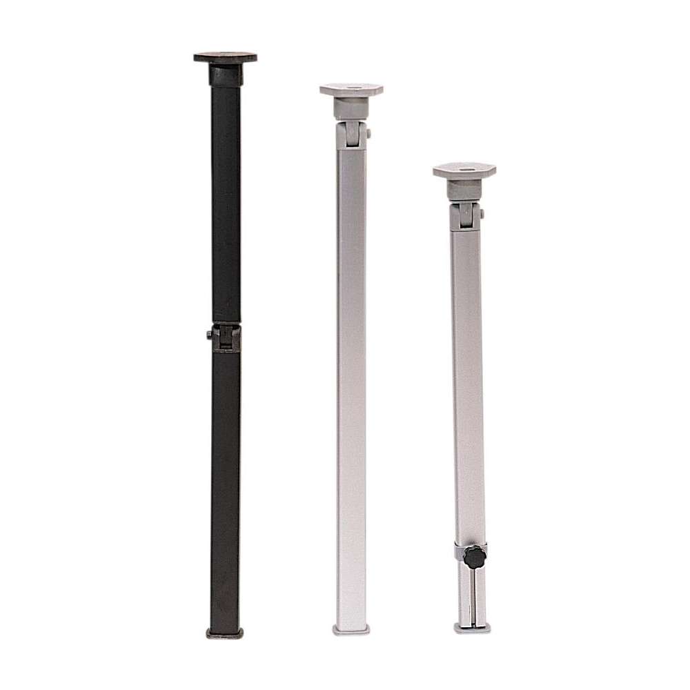 Pied de table télescopique 650/750 mm en aluminium articulation haute gris argent