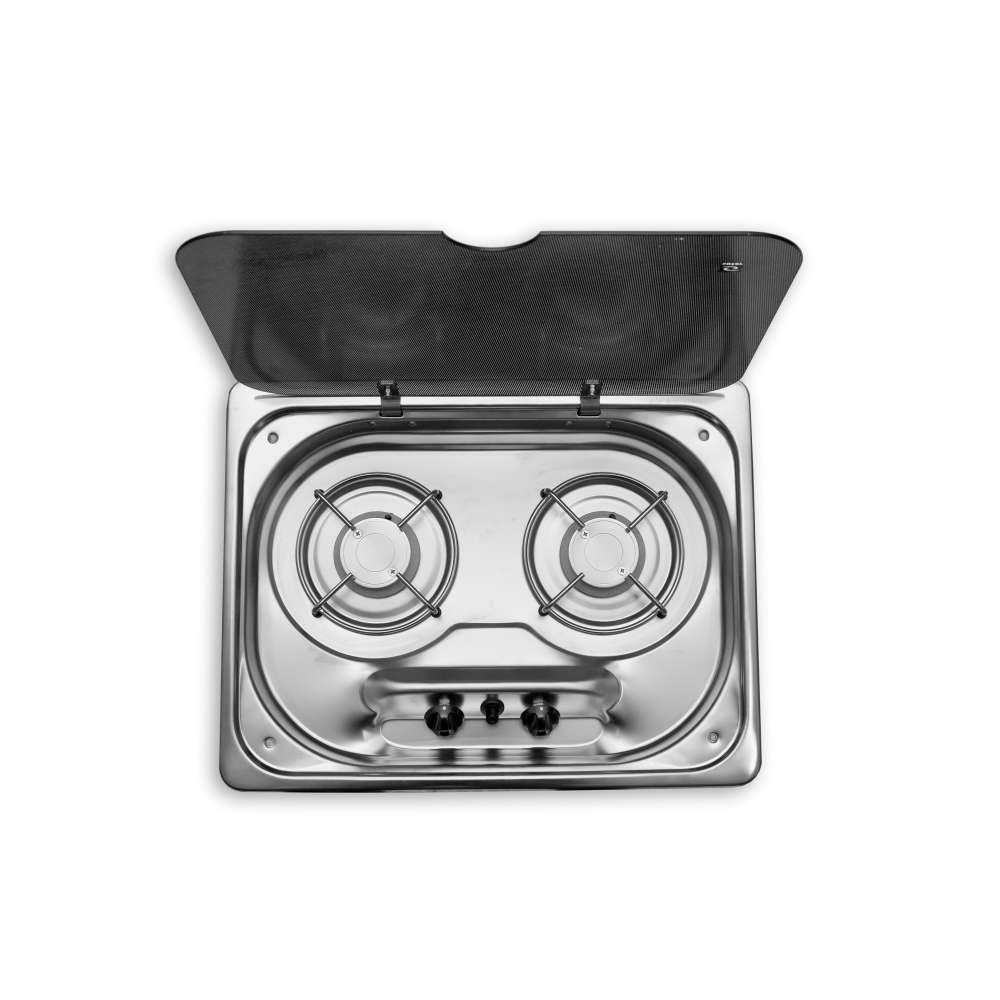 Table de cuisson 2 feux avec couvercle et allumage électronique