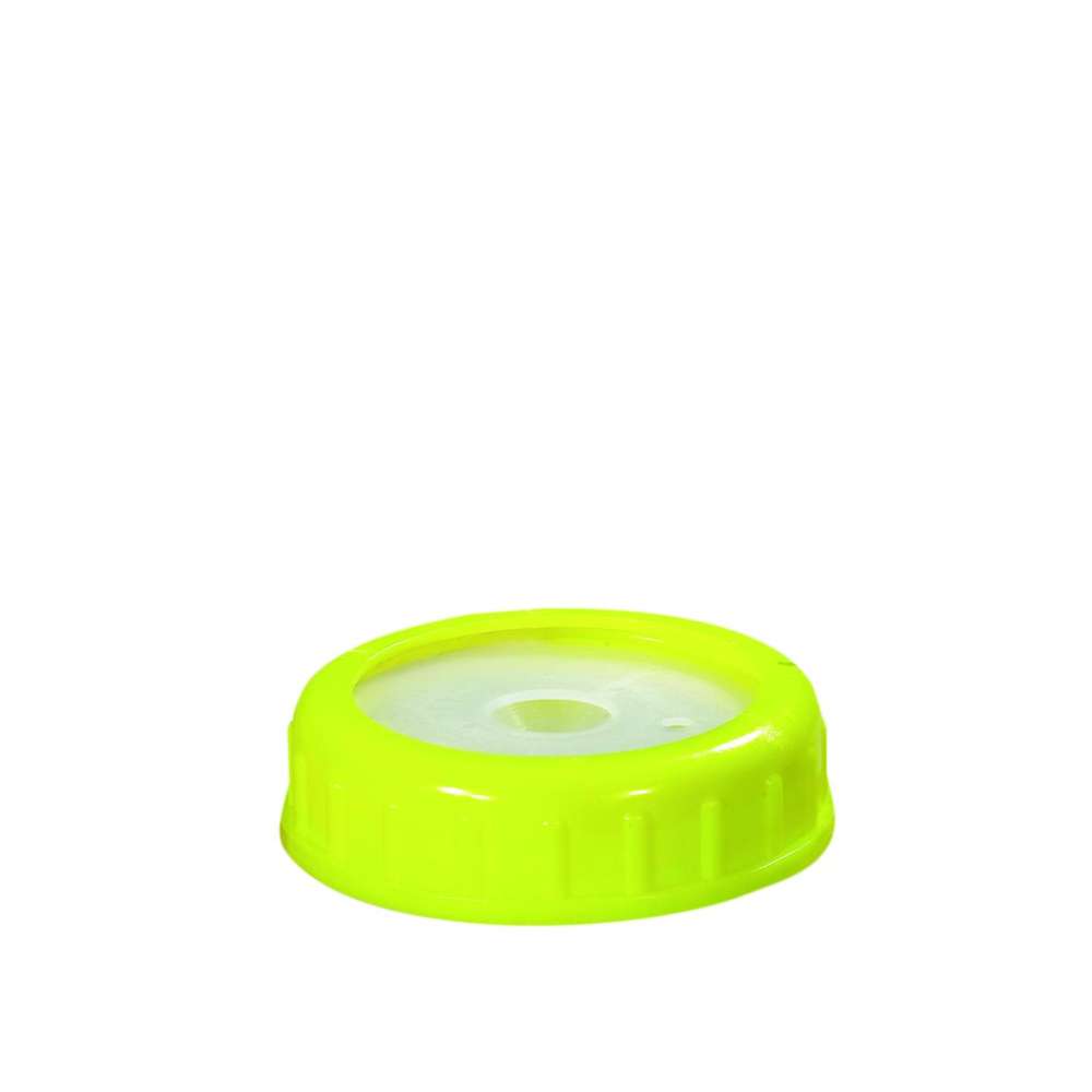 Bouchon jaune à visser avec passage de tuyau