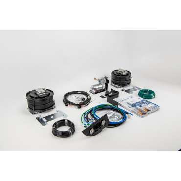 Renfort pneumatique complet avec coussins en 8" + compresseur et double manomètre au tableau de bord