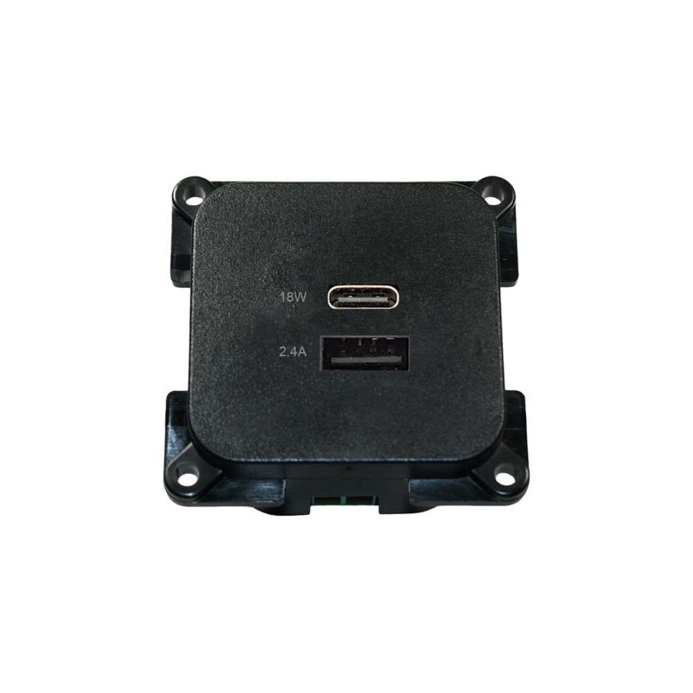 C-line prise USBA+C noire avec cadre