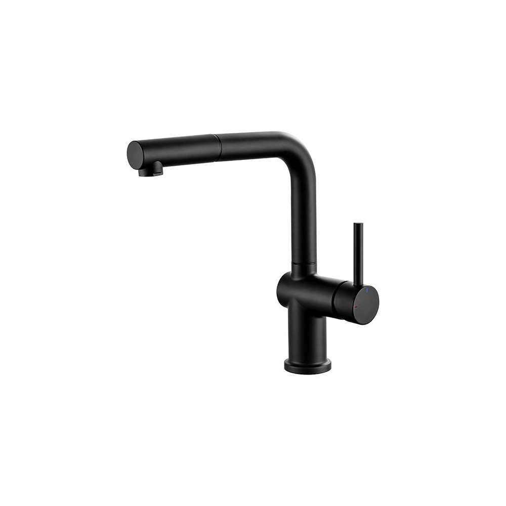 Mitigeur carré avec douchette extractible + cartouche C3 - Noir