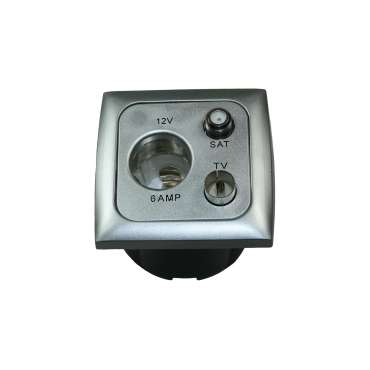 Prise 12V + antenne + satellite + entourage + cabochon - Argenté