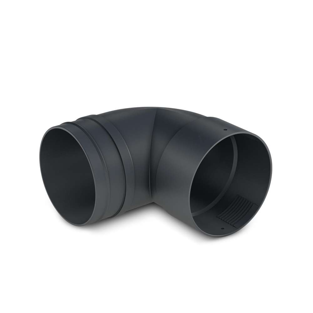 Coude raccordement sur radiateur Ø65 mm - Noir